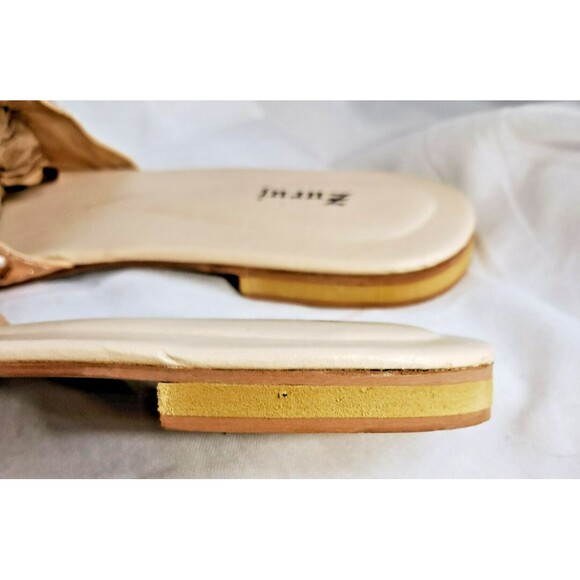 Peach Satin Embroidered Beaded Slip On Mules Zuruj Size 41 US 10 - Picture 10 of 13